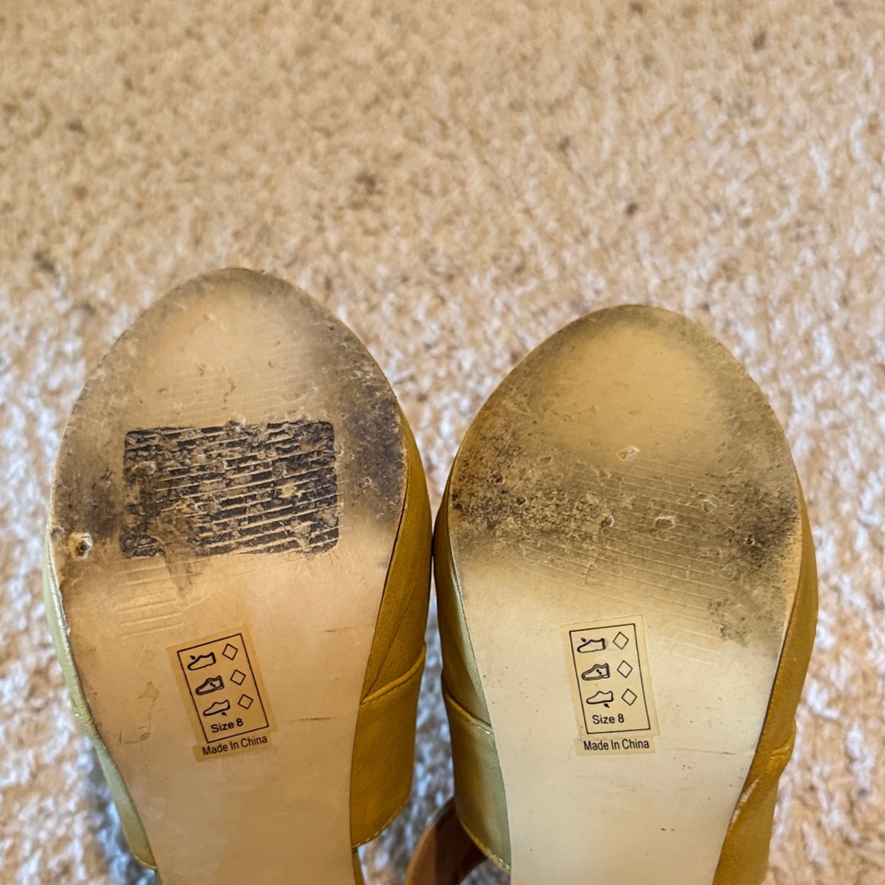 Michael Antonio Stylish Mustard Yellow Open-Toe Stiletto Heels - Picture 6 of 6